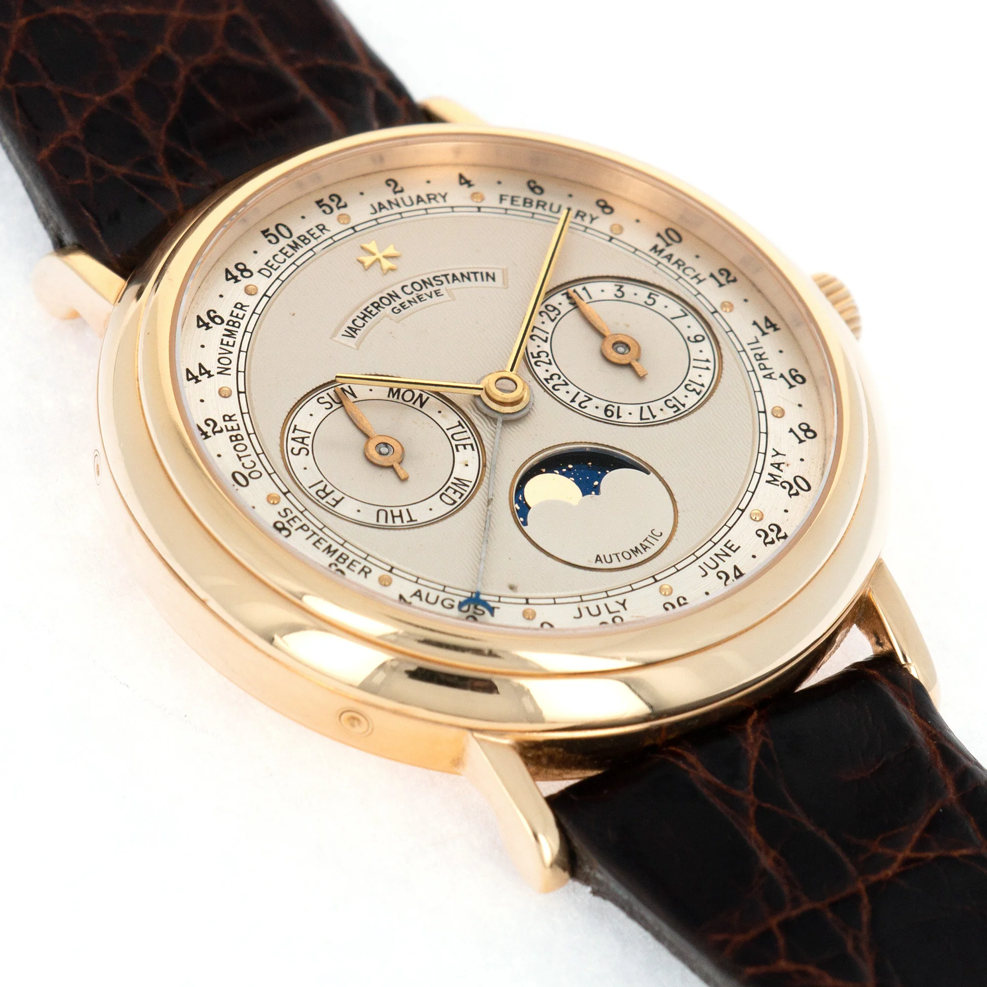 Vacheron Constantin Yellow Gold Triple Date Moonphase Watch - Image 3