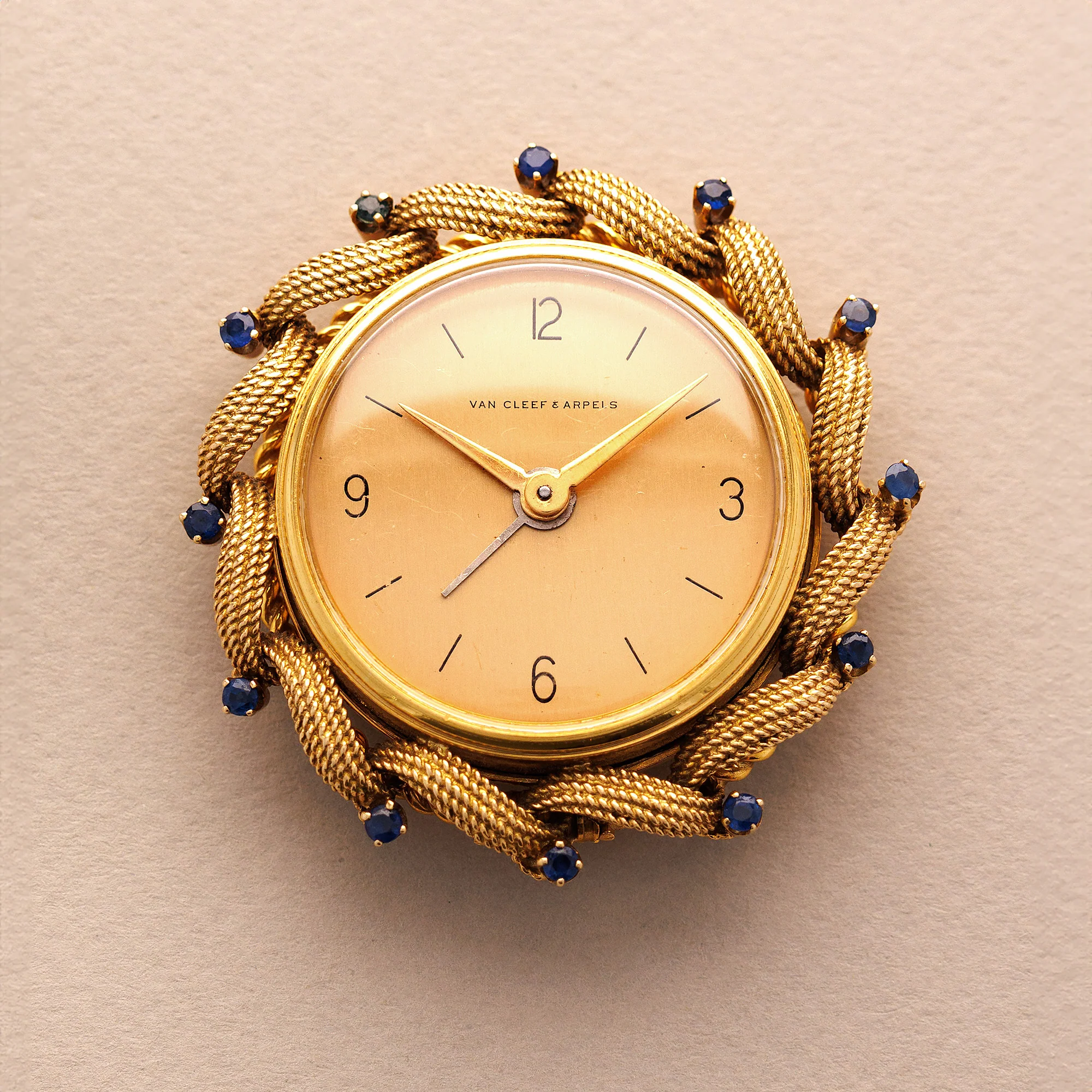 Van Cleef & Arpels Alarm Clock with Rope Design and Sapphires (Objet)