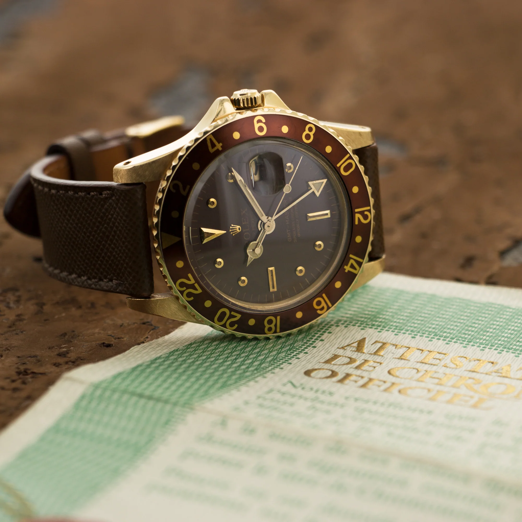 Vintage Rolex Root Beer GMT-Master Gold Brown Ref. 1675 with Paper - Image 9